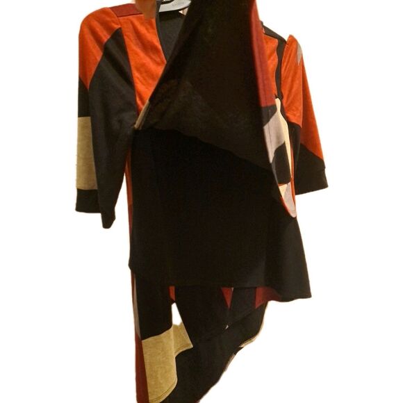 Joseph Ribkoff Geometric Knit Tunic Top Women's Sz 10 Asymmetrical Artsy Retro - Picture 5 of 9